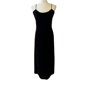 Vtg Jolibel Dark Burgundy Velvet Maxi Dress Gown Size 6 Y2K Straps Homecoming